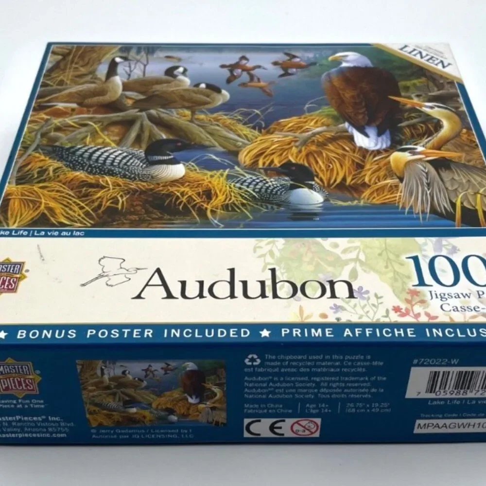 Audubon Lake Life 1000 Piece Jigsaw Puzzle 19.25X26.75 Linen MasterPieces MINT